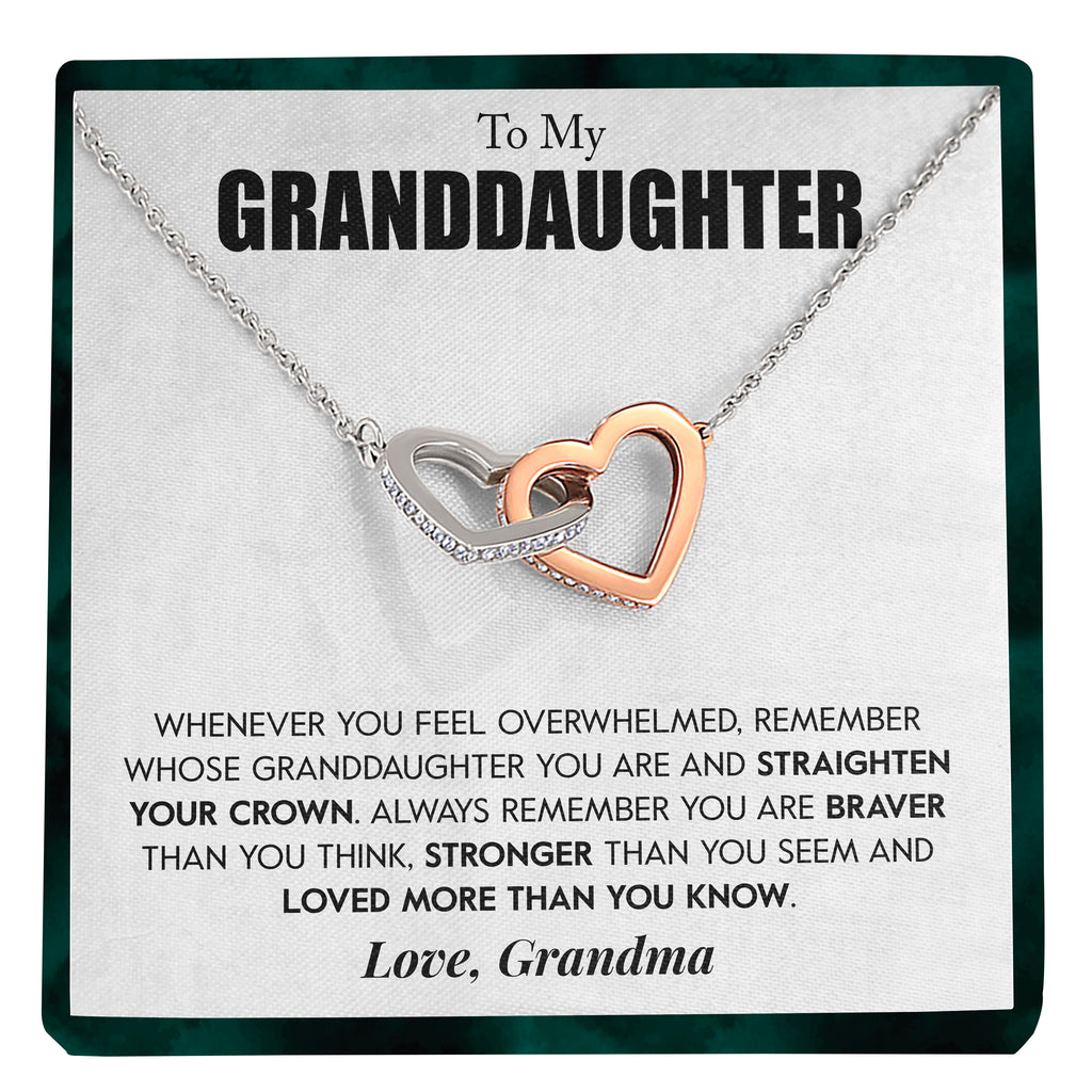 Load image into Gallery viewer, To My Granddaughter | &quot;Straighten Your Crown&quot; | Interlocking Hearts Necklace
