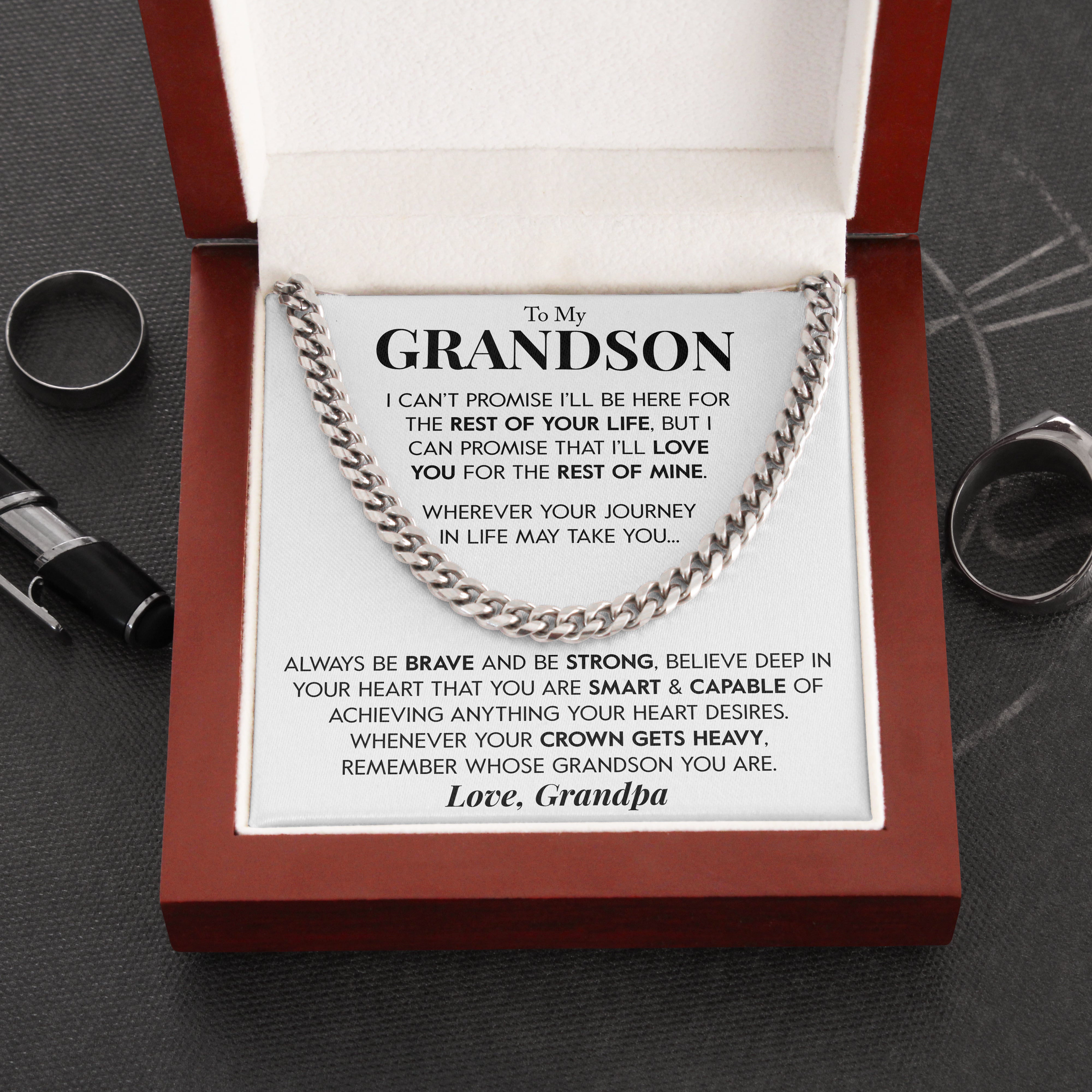20% OFF - To My Grandson | "Rest of My Life" | Cuban Neck Chain