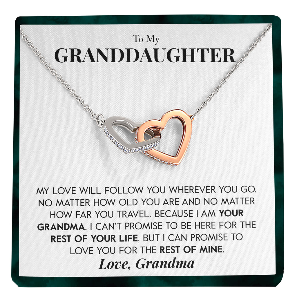 Load image into Gallery viewer, To My Granddaughter | &quot;Your Grandma&quot; | Interlocking Hearts Necklace
