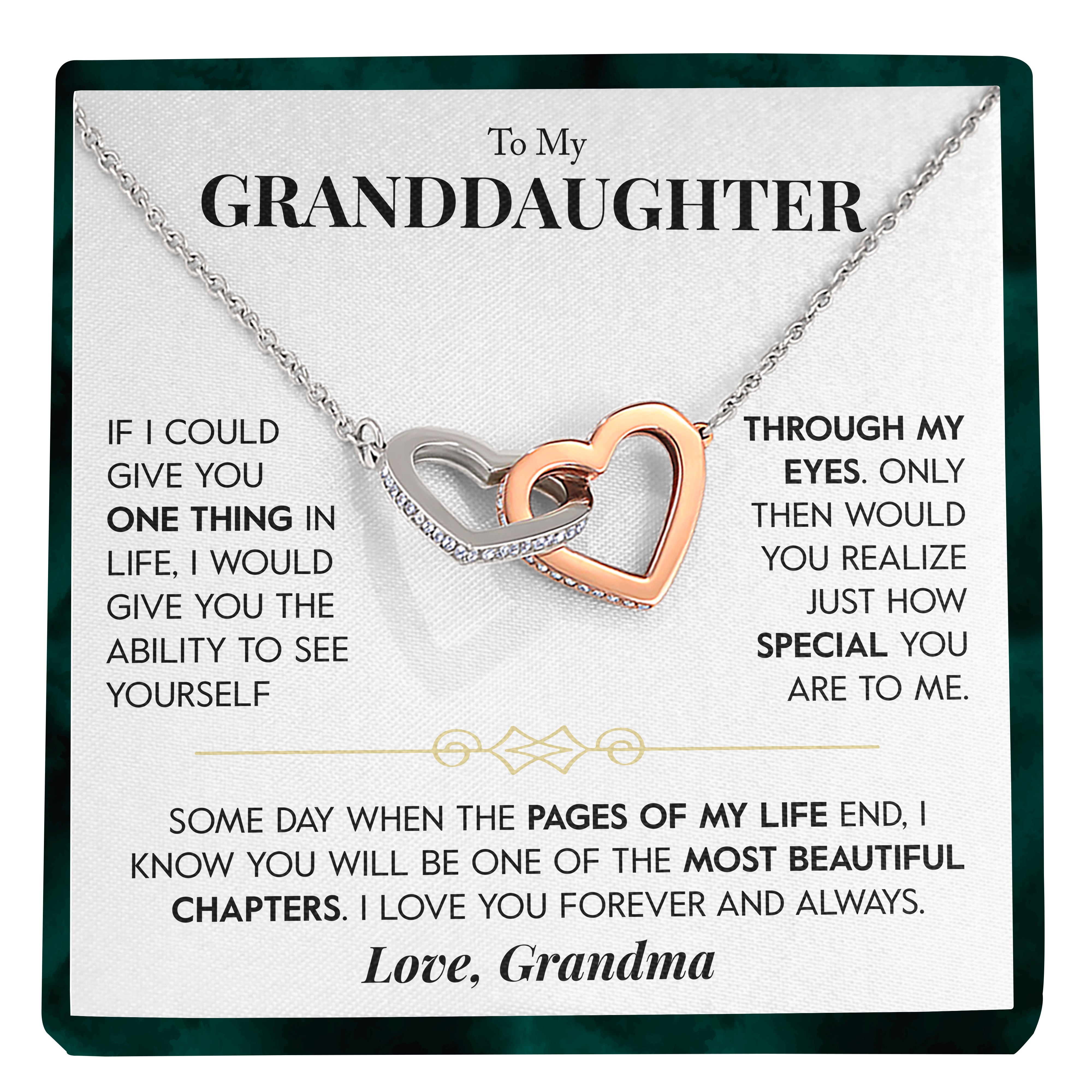 To My Granddaughter | "Through My Eyes" | Interlocking Hearts Necklace
