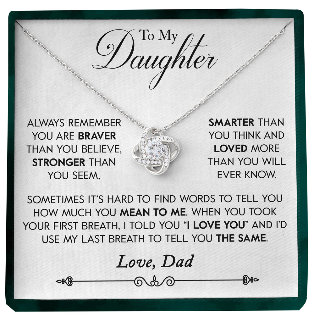 Load image into Gallery viewer, To My Daughter | &quot;Your First Breath&quot; | Love Knot Necklace
