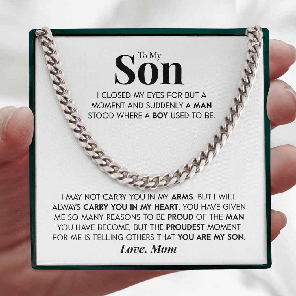 Load image into Gallery viewer, To My Son | &quot;Proudest Moment&quot; | Cuban Neck Chain
