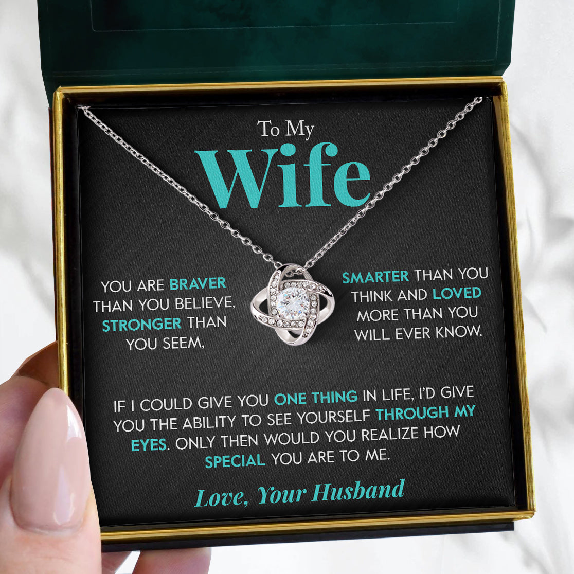 To My Wife | "Loved" | Love Knot Necklace