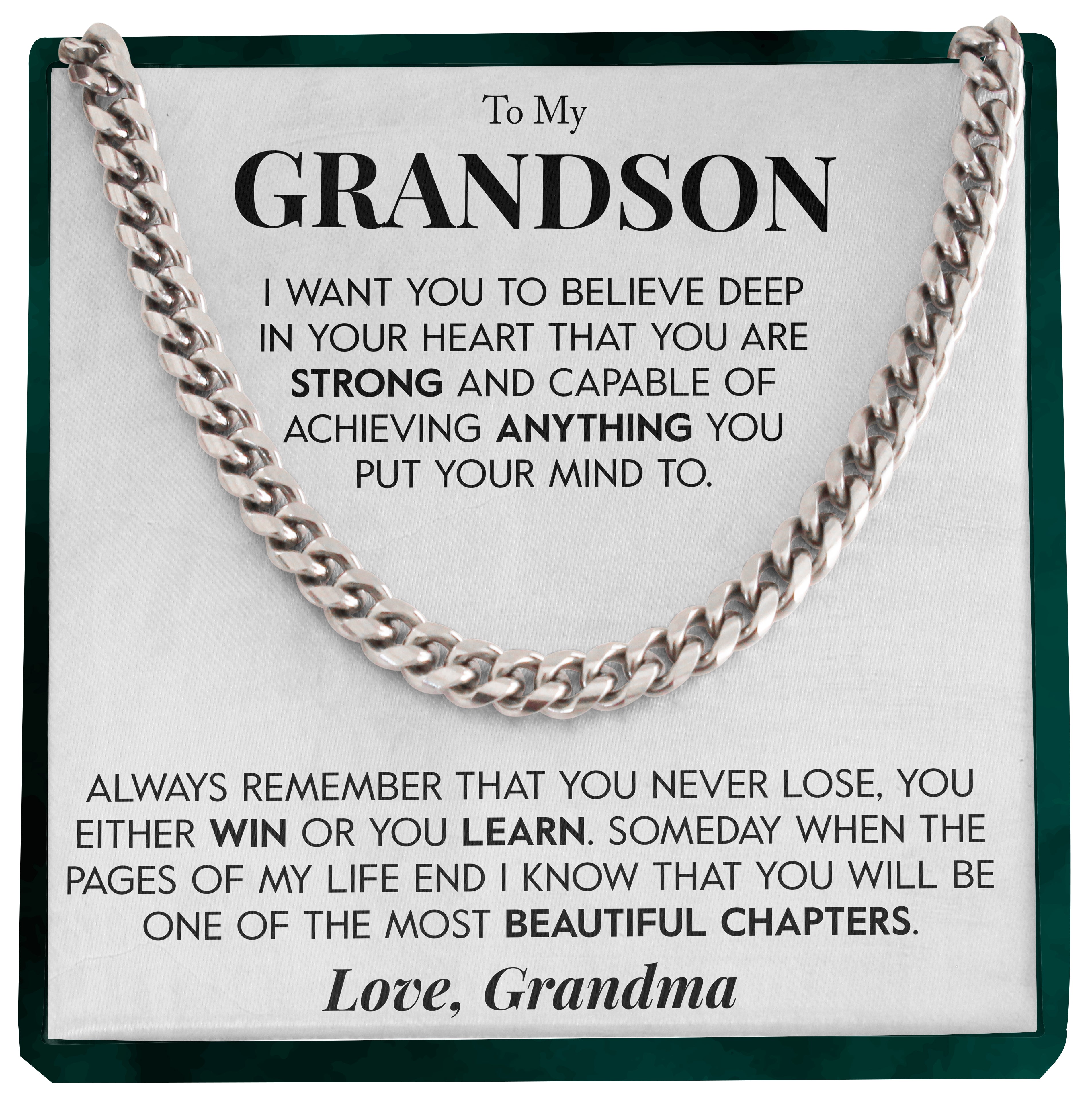 To My Grandson | "Most Beautiful Chapters" | Cuban Neck Chain