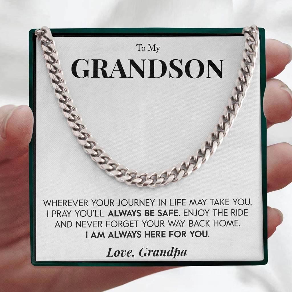 Load image into Gallery viewer, To My Grandson | &quot;Always Here&quot; | Cuban Neck Chain
