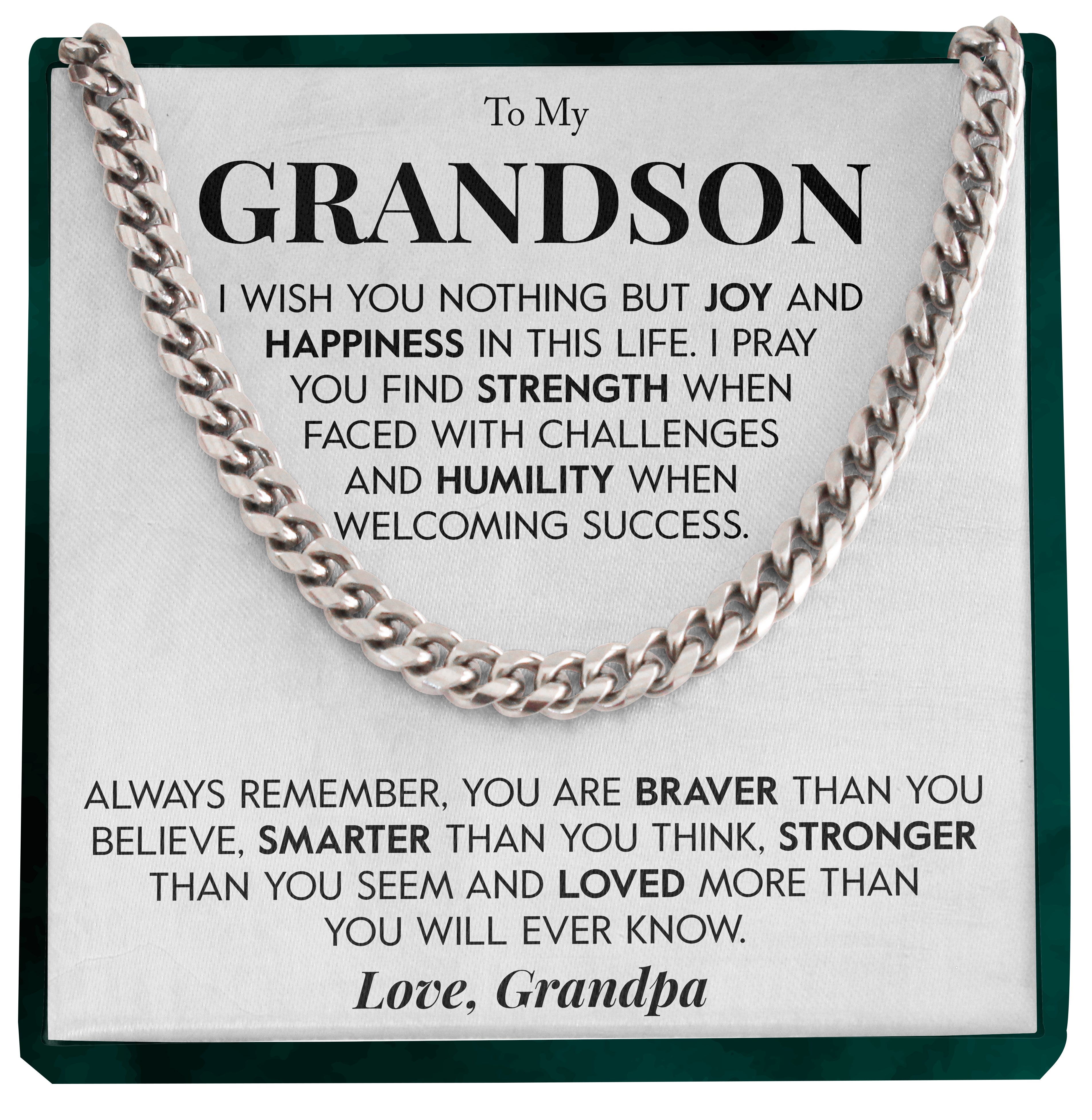 To My Grandson | "Loved" | Cuban Neck Chain