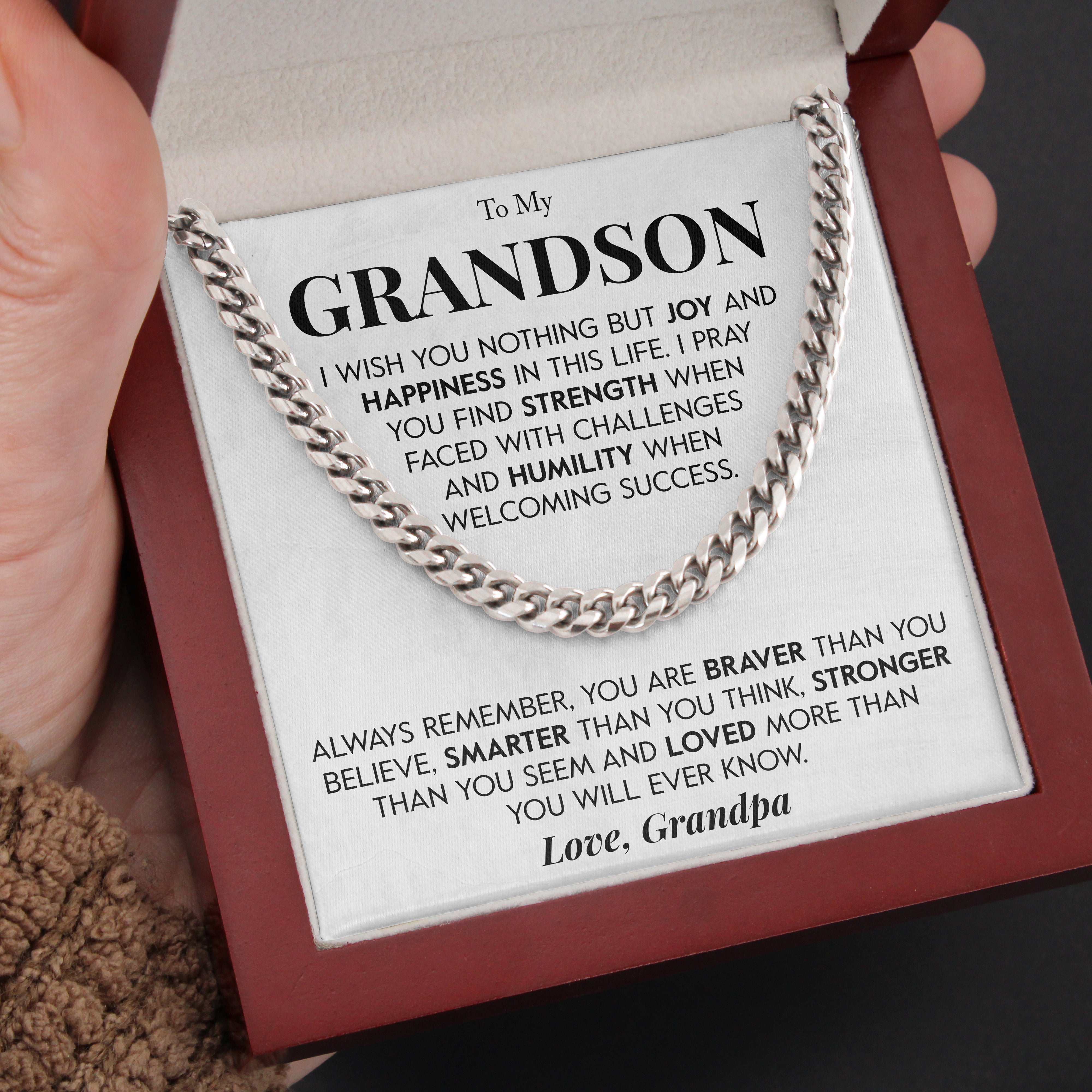 To My Grandson | "Loved" | Cuban Neck Chain