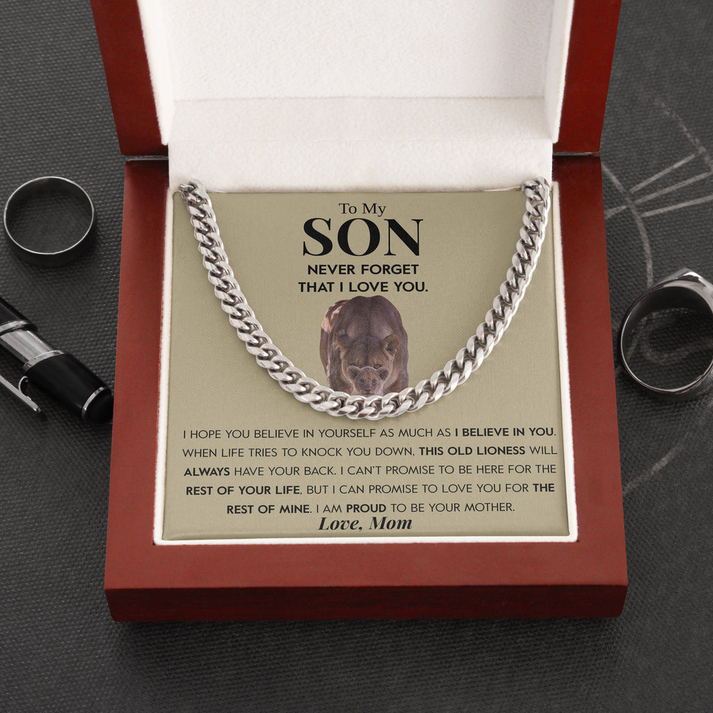 Load image into Gallery viewer, To My Son | &quot;This Old Lioness&quot; | Cuban Neck Chain
