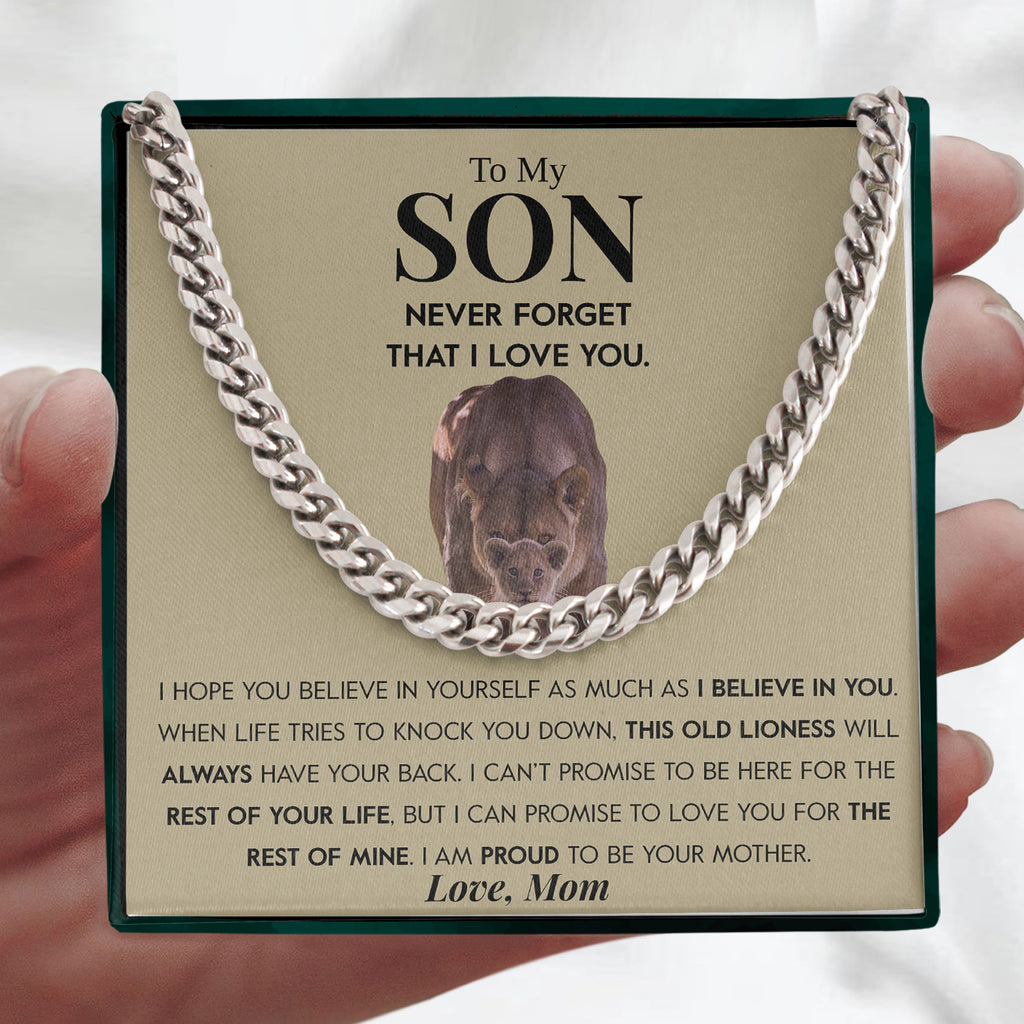 Load image into Gallery viewer, To My Son | &quot;This Old Lioness&quot; | Cuban Neck Chain
