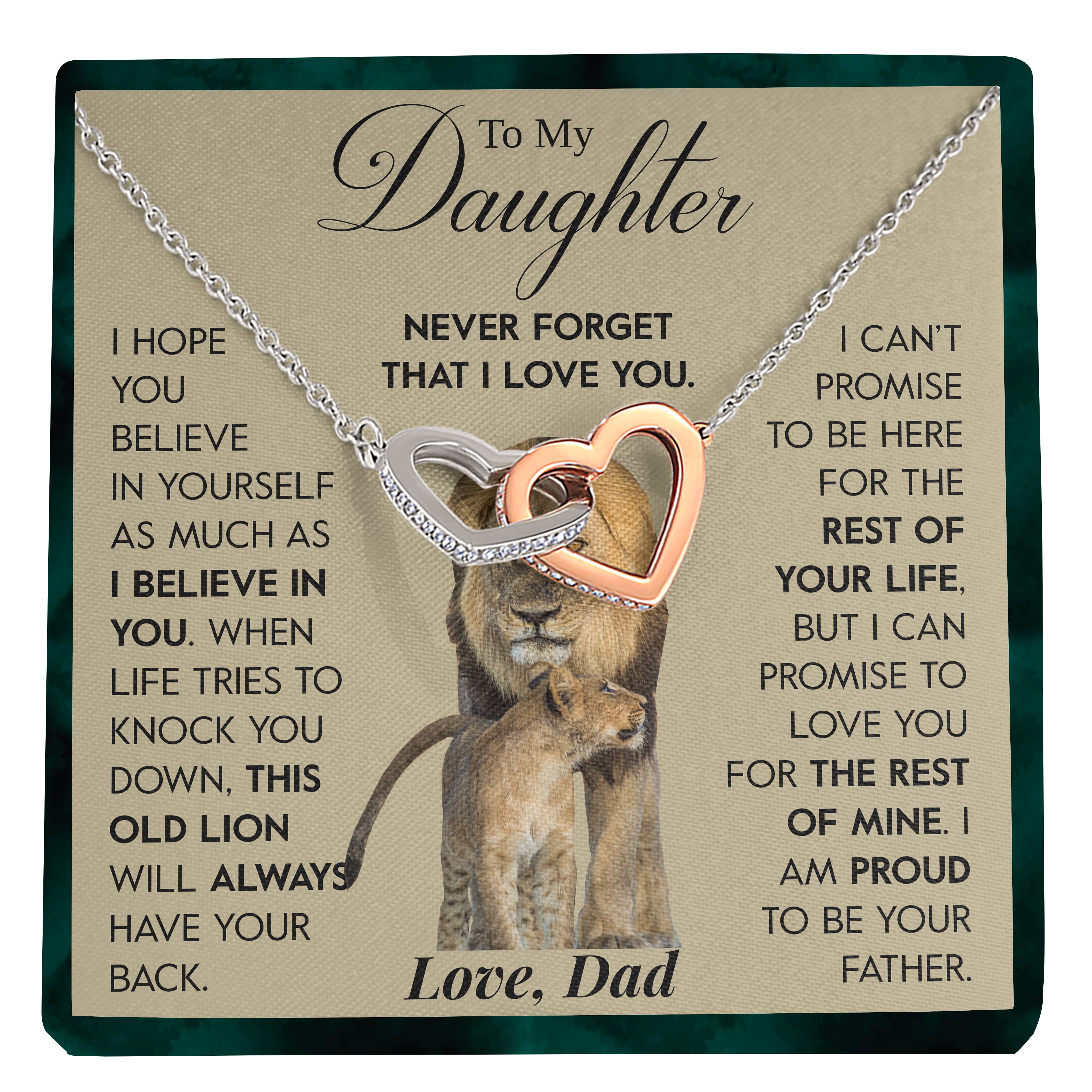To My Daughter | "This Old Lion" | Interlocking Hearts Necklace