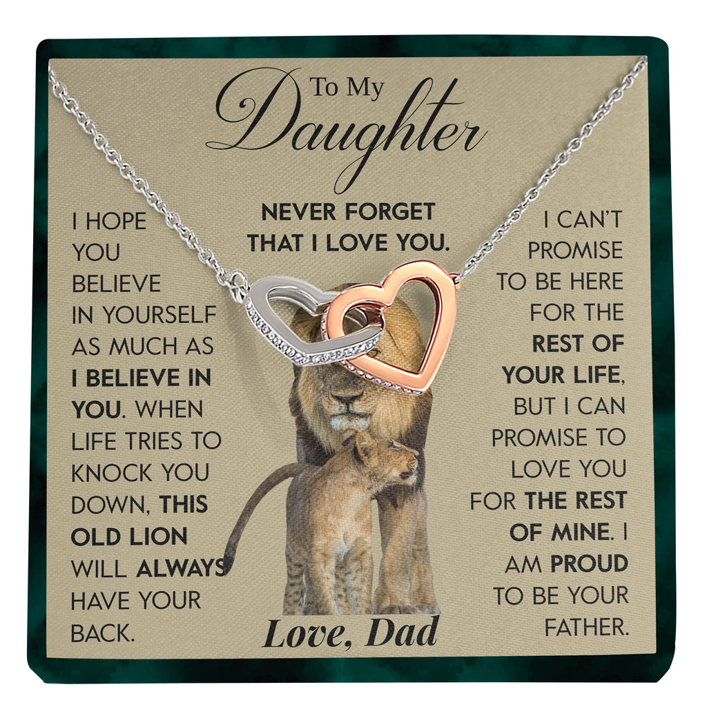 Load image into Gallery viewer, To My Daughter | &quot;This Old Lion&quot; | Interlocking Hearts Necklace
