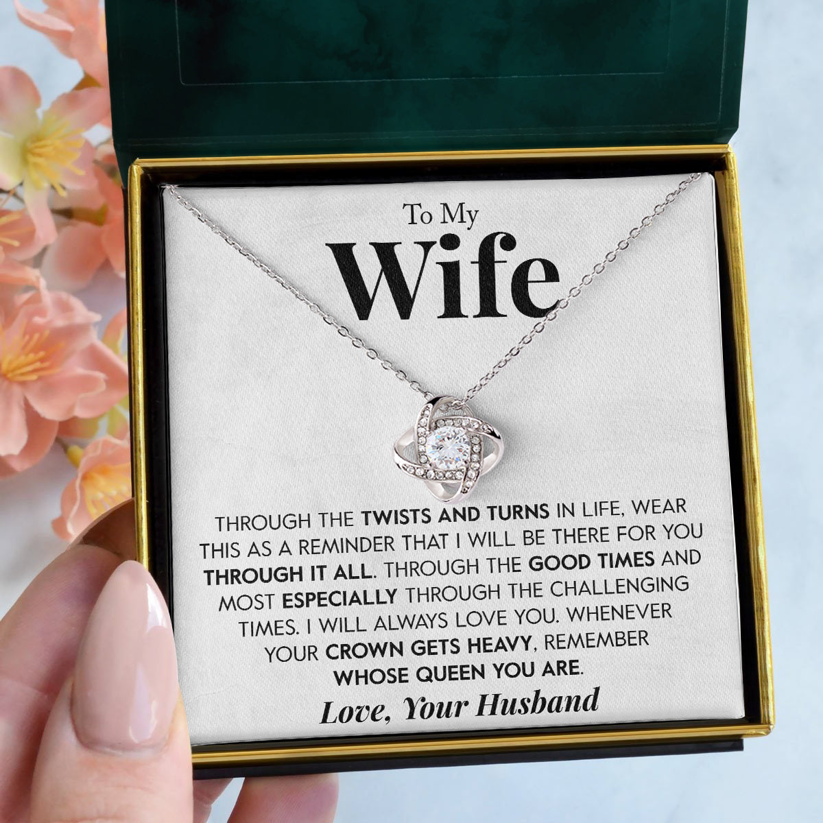 To My Wife | "My Queen" | Love Knot Necklace