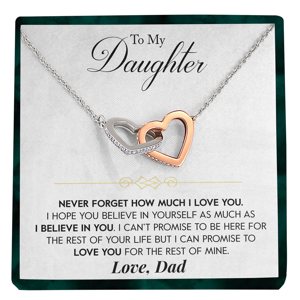 Load image into Gallery viewer, To My Daughter | &quot;Never Forget&quot; | Interlocking Hearts Necklace
