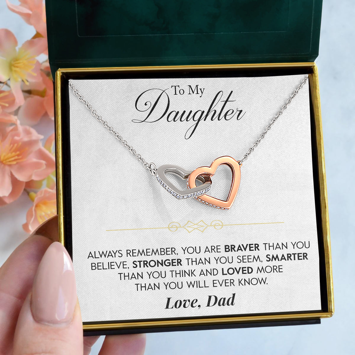 To My Daughter | "Always Remember" | Interlocking Hearts Necklace