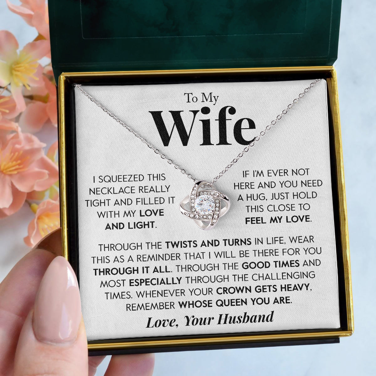 To My Wife | "Feel My Love" | Love Knot Necklace