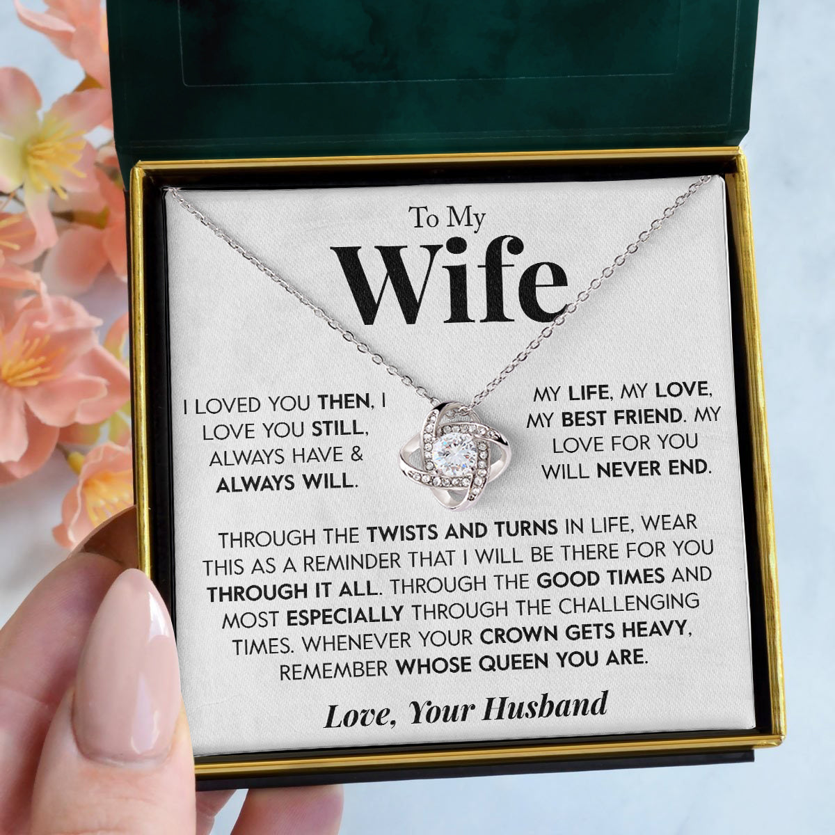 To My Wife | "Always Will" | Love Knot Necklace