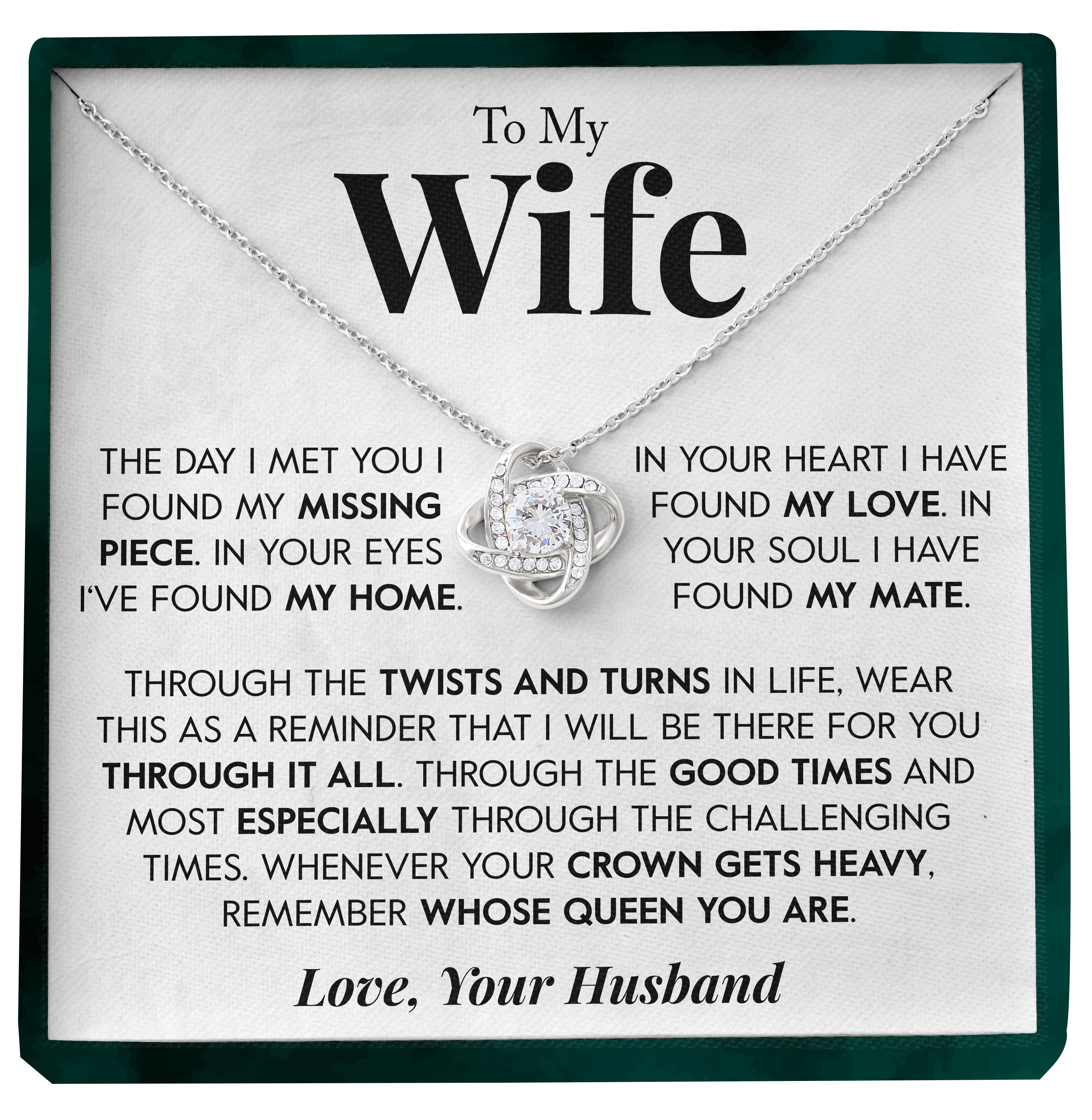 To My Wife | "Missing Piece" | Love Knot Necklace
