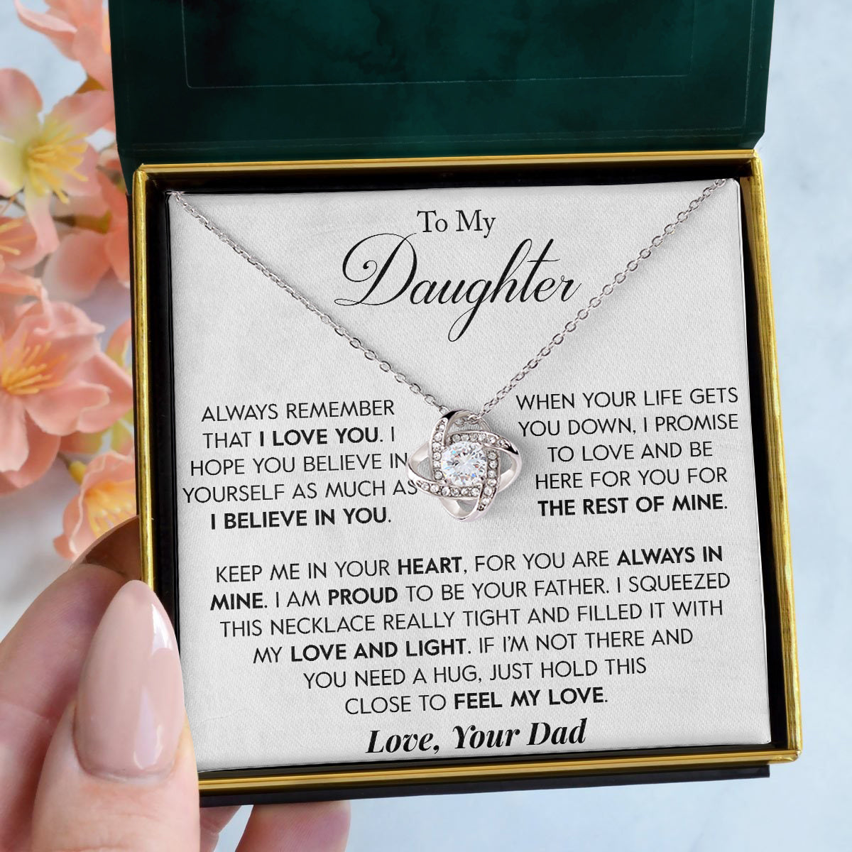 To My Daughter | "Proud To Be Your Father" | Love Knot Necklace