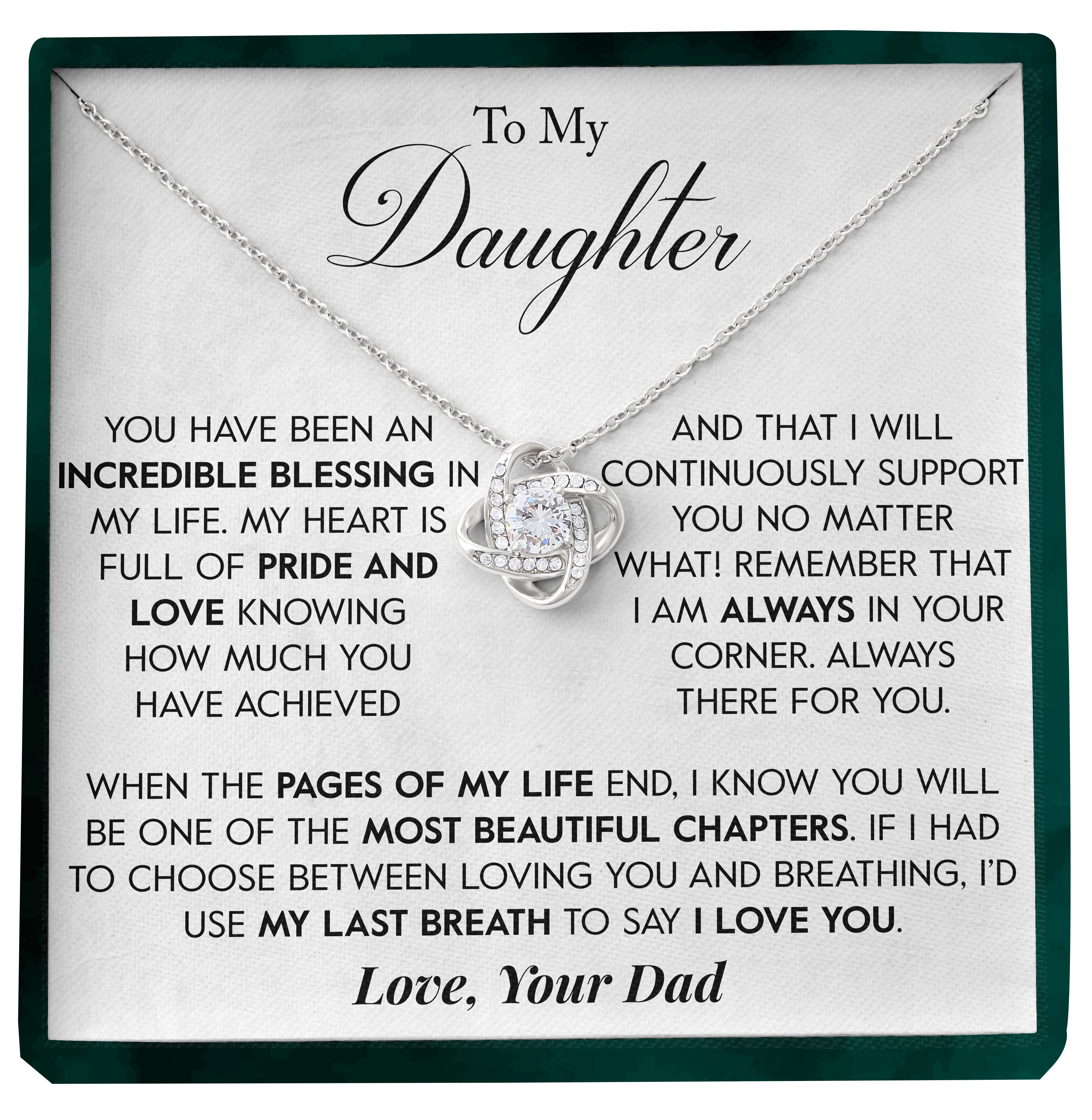 To My Daughter | "Incredible Blessing" | Love Knot Necklace