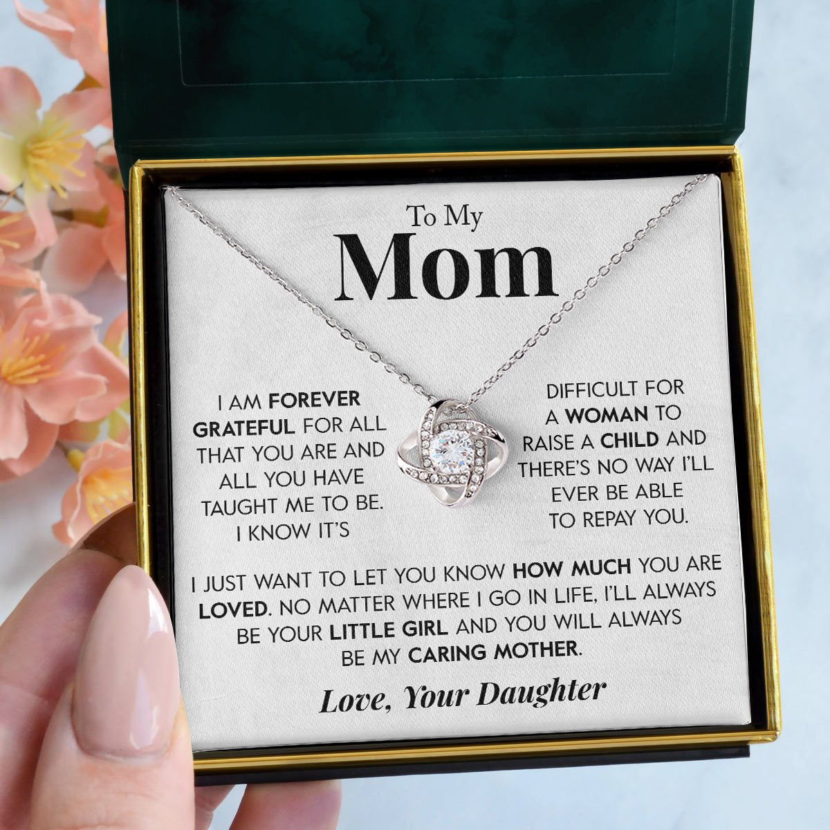 To My Mom | "Caring Mother" | Love Knot Necklace