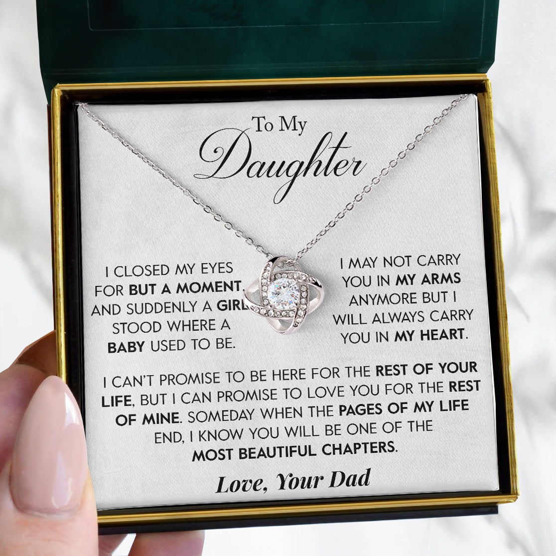 To My Daughter | "Carry You in my Heart" | Love Knot Necklace