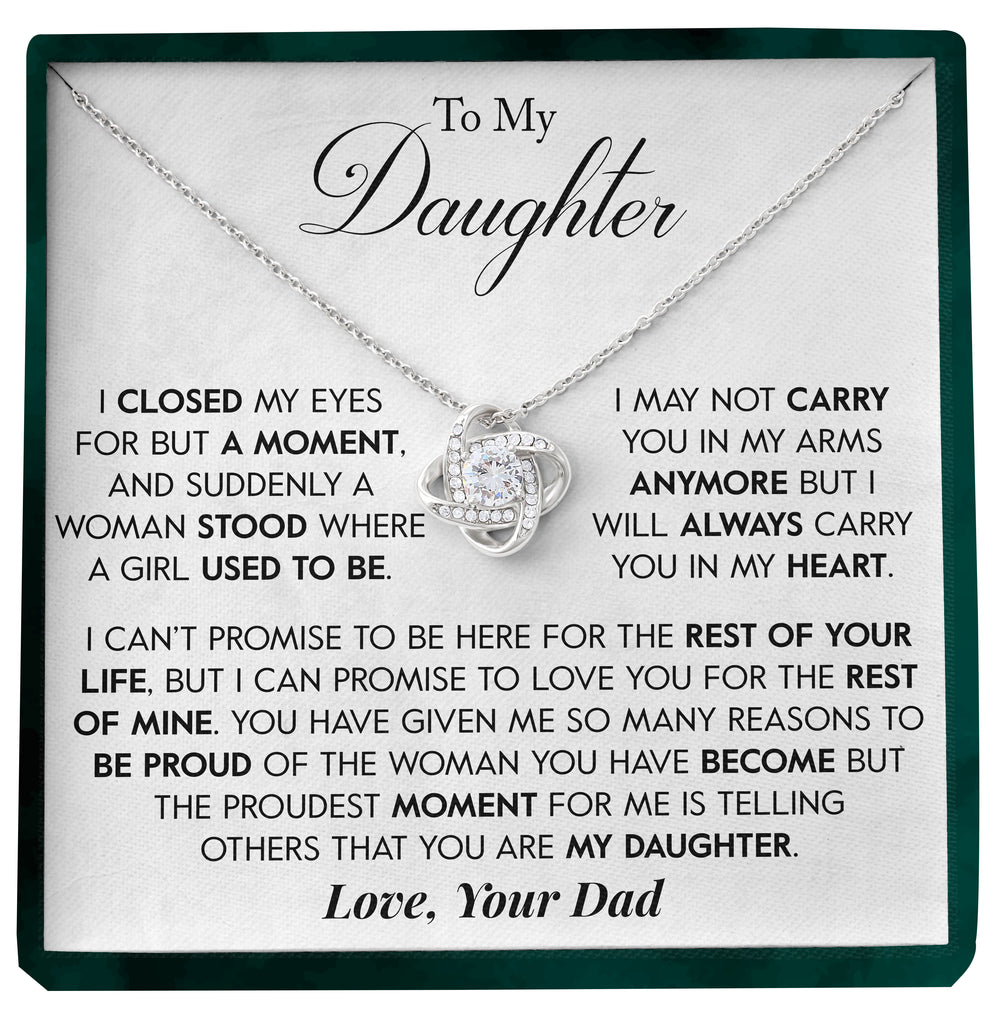 Load image into Gallery viewer, To My Daughter | &quot;Closed my Eyes&quot; | Love Knot Necklace
