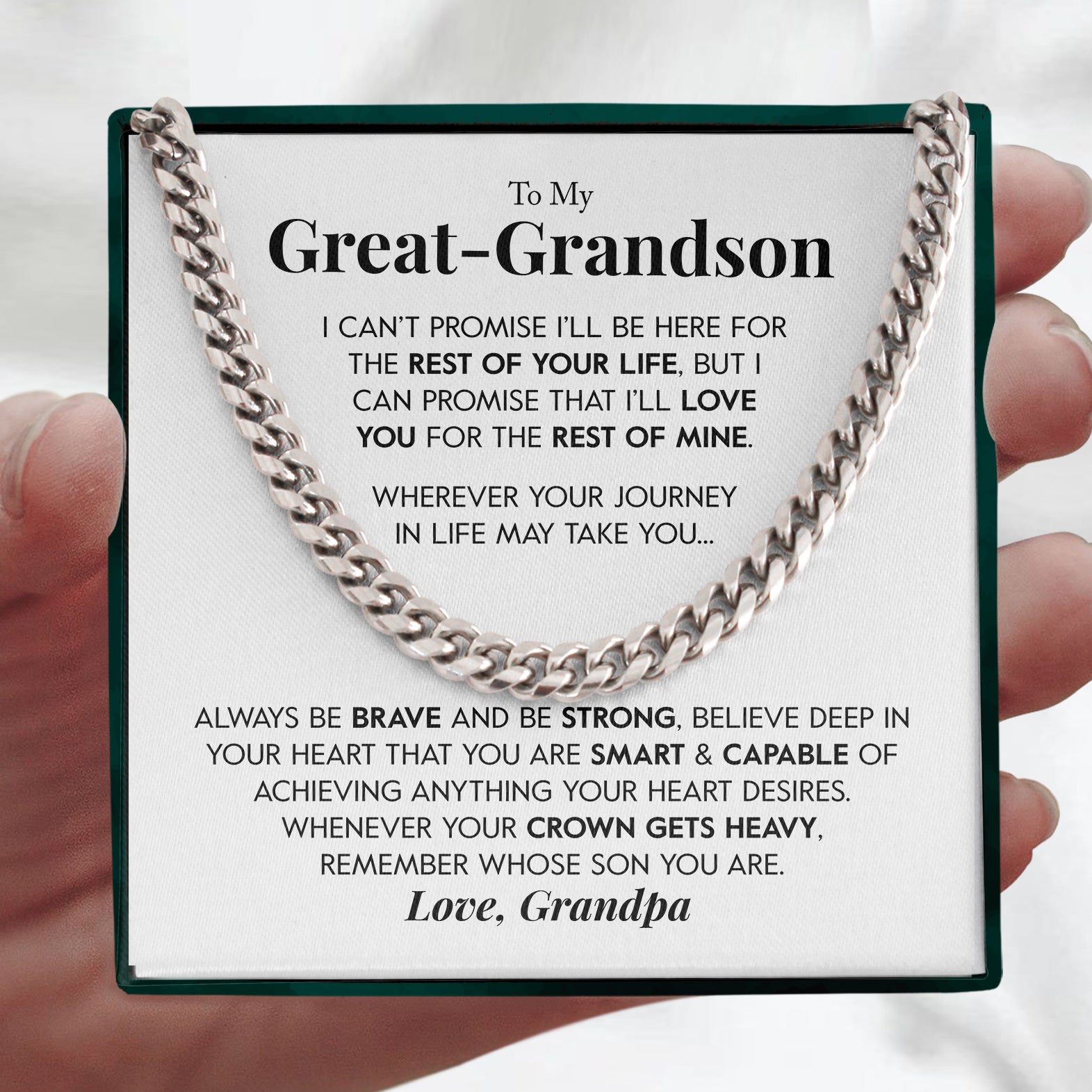 To My Great-Grandson | "Rest of My Life" | Cuban Neck Chain