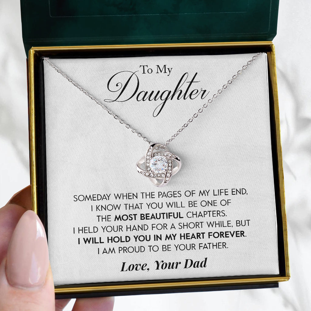 Load image into Gallery viewer, To My Daughter | &quot;Hold You In My Heart&quot; | Love Knot Necklace
