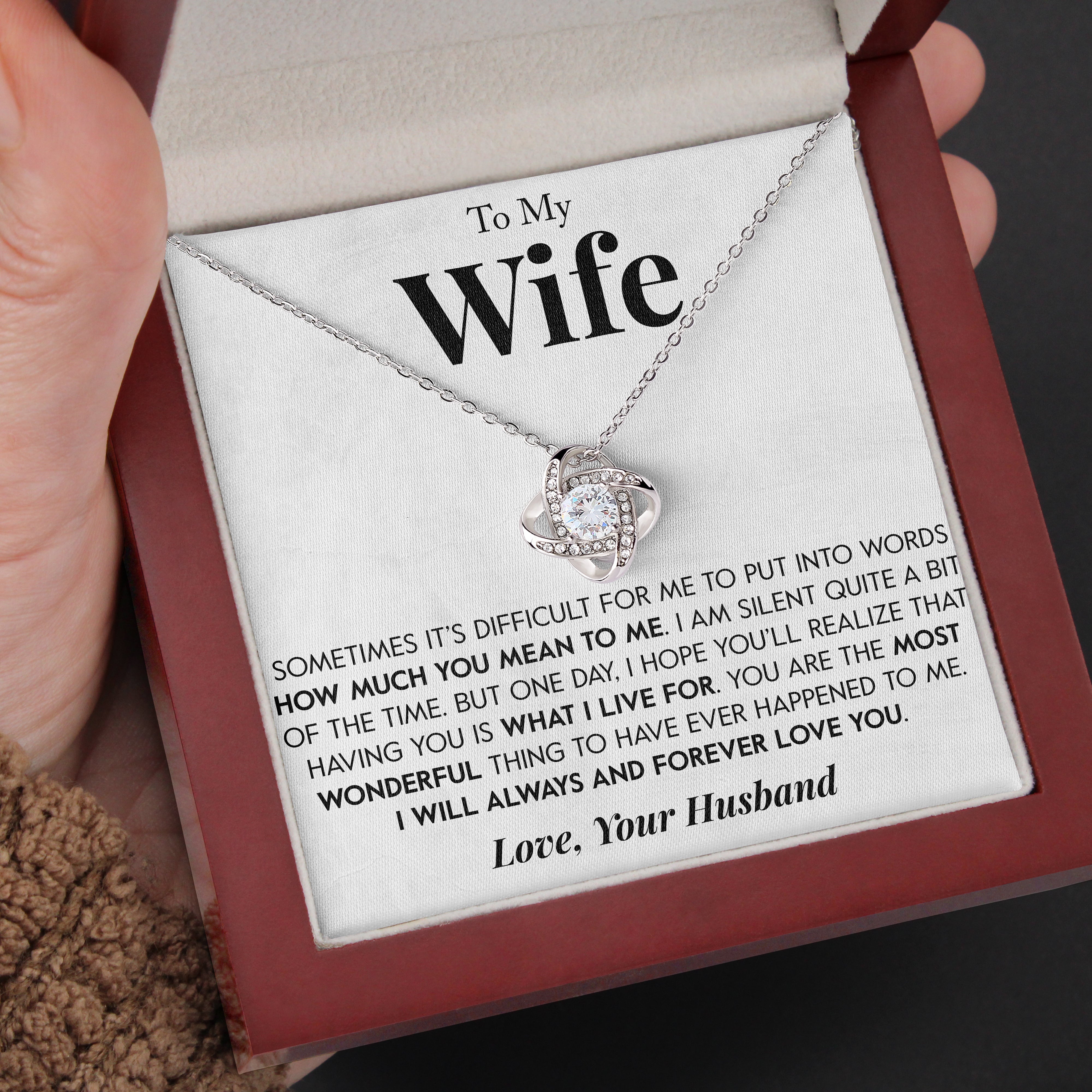 To My Wife | "What I Live For" | Love Knot Necklace