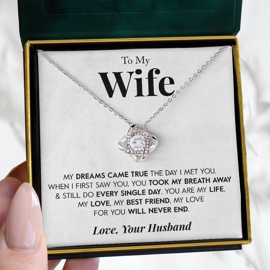 To My Wife | "Take My Breath Away" | Love Knot Necklace
