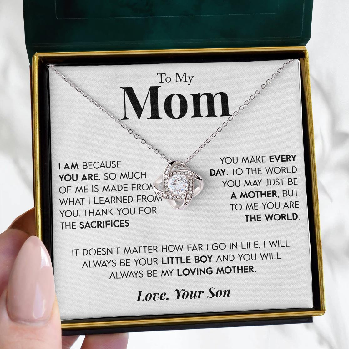To My Mom | "Your Little Boy" | Love Knot Necklace