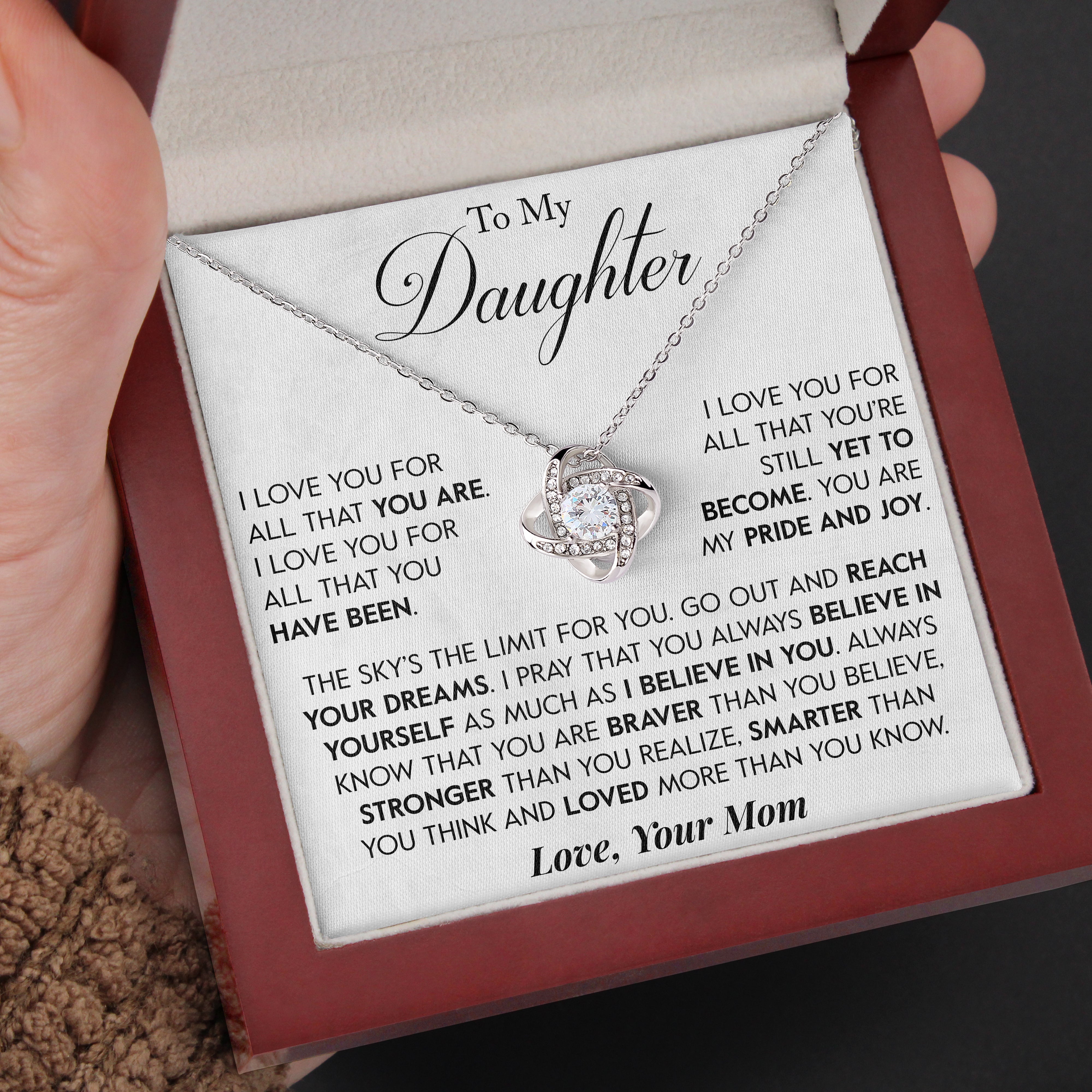 To My Daughter | "My Pride and Joy" | Love Knot Necklace