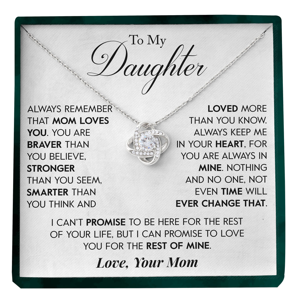 Load image into Gallery viewer, To My Daughter | &quot;Mom Loves You&quot; | Love Knot Necklace
