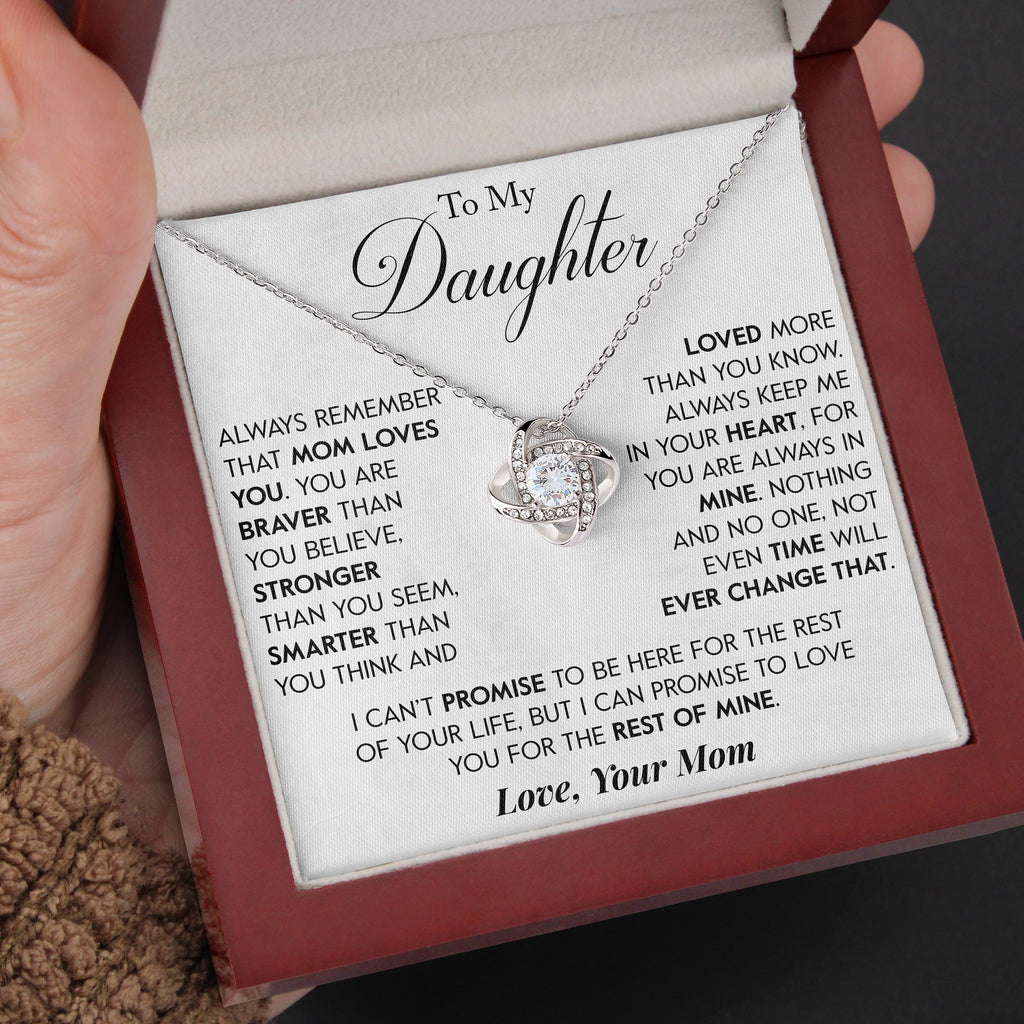 Load image into Gallery viewer, To My Daughter | &quot;Mom Loves You&quot; | Love Knot Necklace
