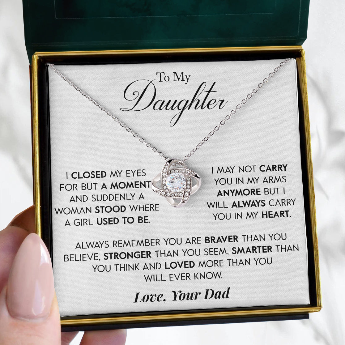 To My Daughter | "Carry You In My Heart" | Love Knot Necklace