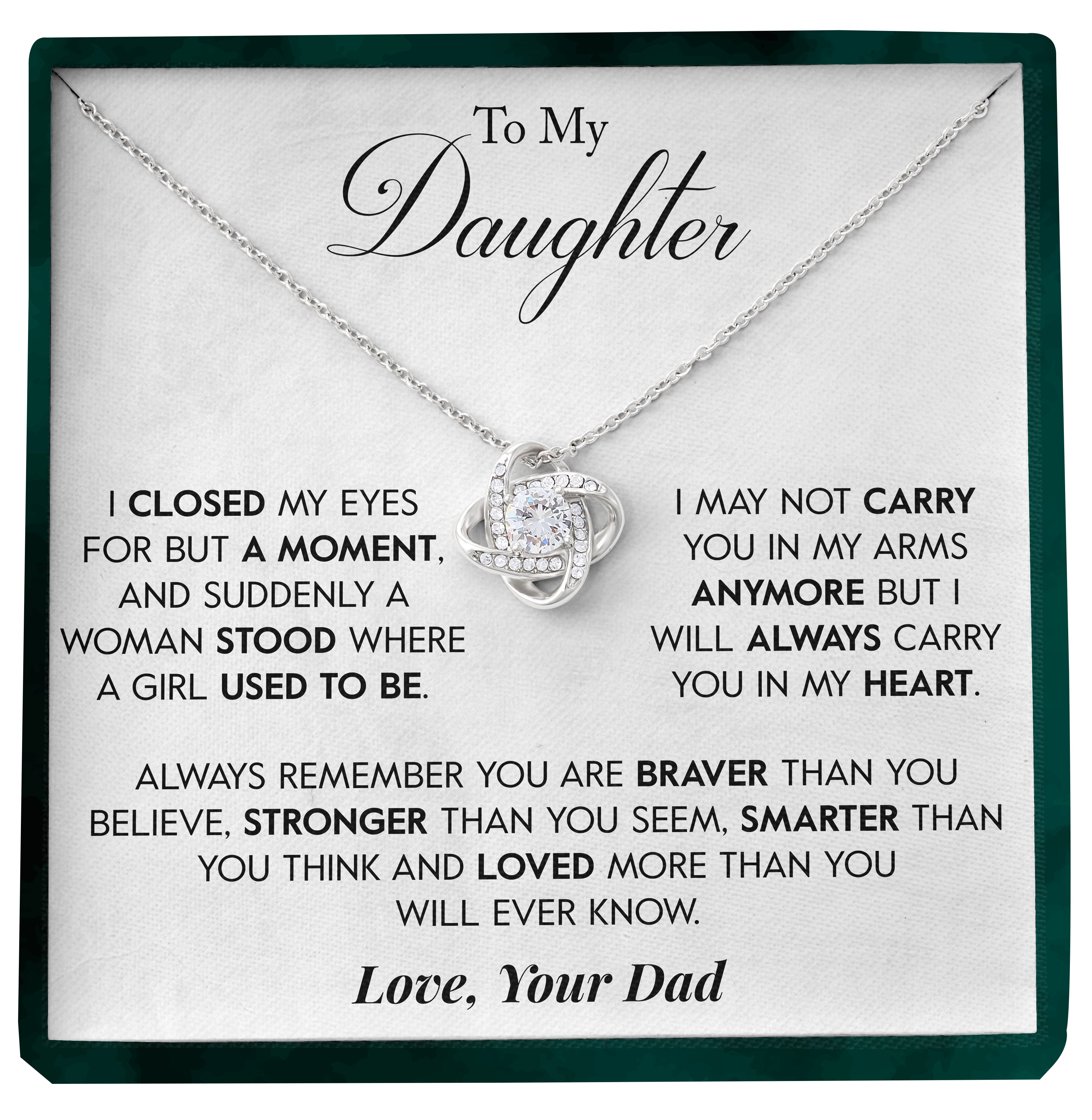 To My Daughter | "Carry You In My Heart" | Love Knot Necklace