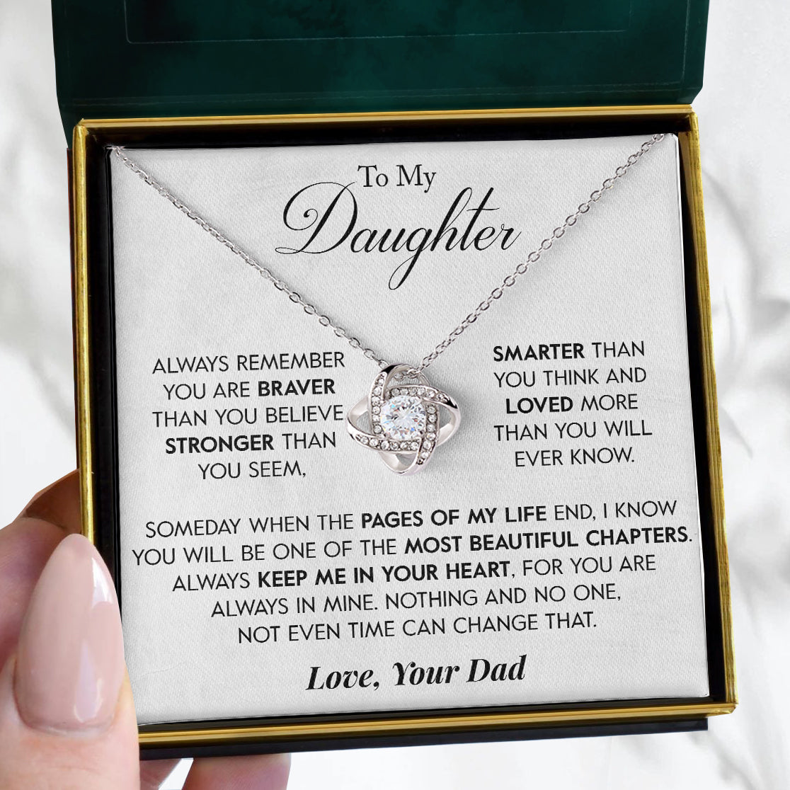 To My Daughter | "Keep Me In Your Heart" | Love Knot Necklace