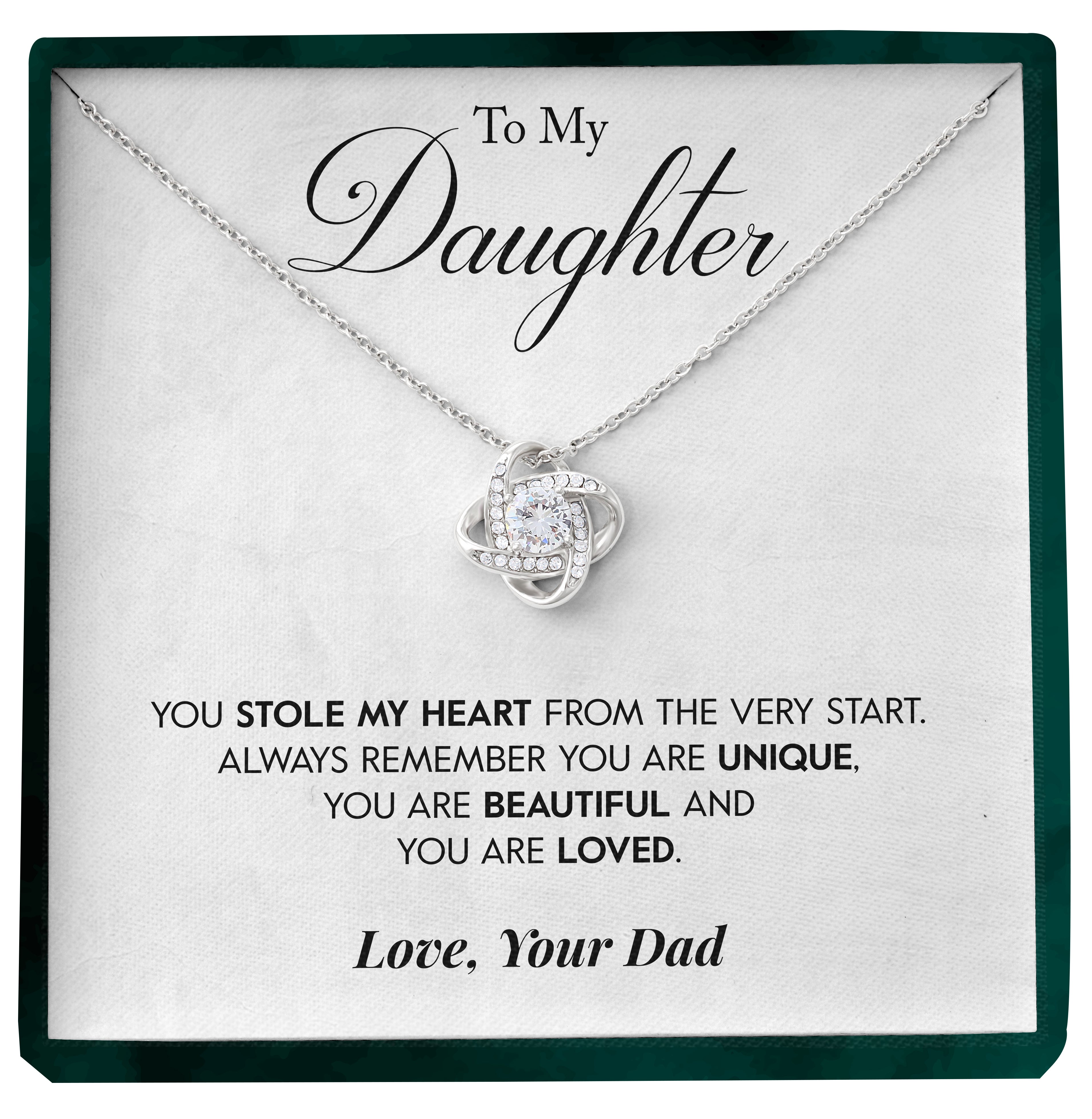 To My Daughter | "Unique" | Love Knot Necklace