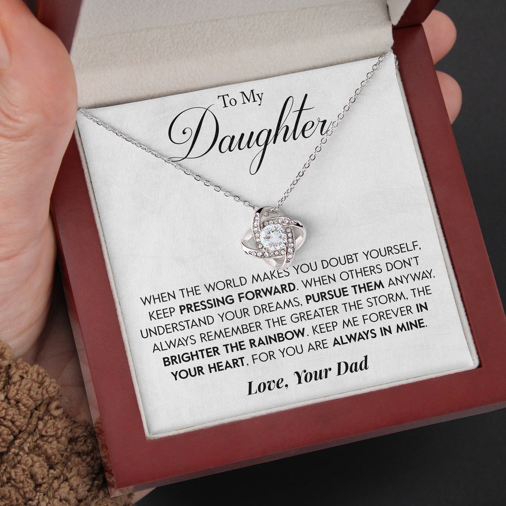 Load image into Gallery viewer, To My Daughter | &quot;Persue Your Dreams&quot; | Love Knot Necklace
