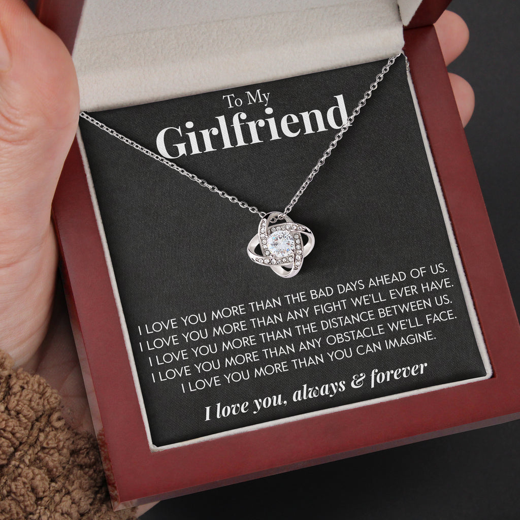 Load image into Gallery viewer, To My Girlfriend | &quot;Love You More&quot; | Love Knot Necklace
