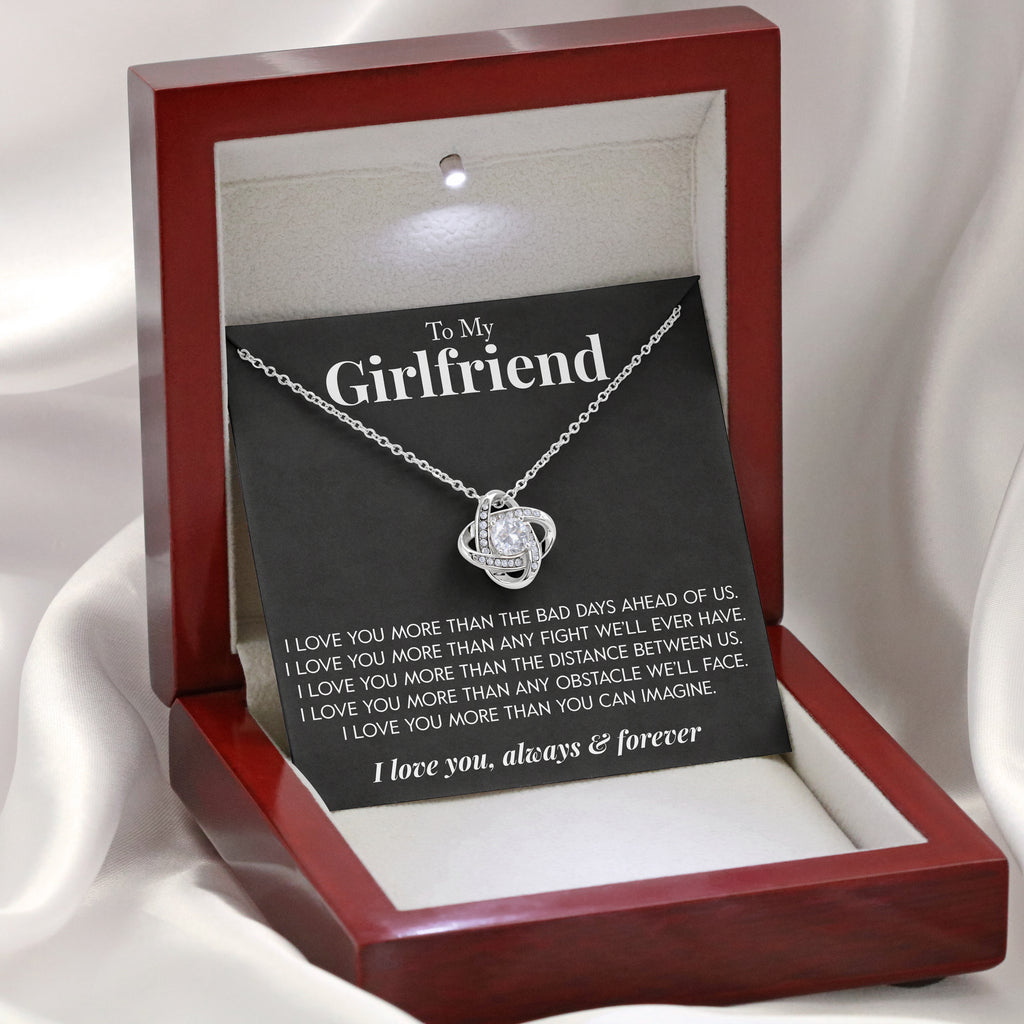 Load image into Gallery viewer, To My Girlfriend | &quot;Love You More&quot; | Love Knot Necklace
