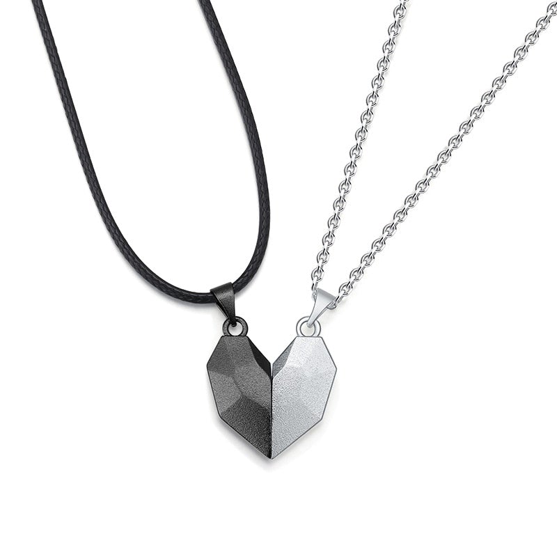Load image into Gallery viewer, To My Girlfriend | &quot;King and Queen&quot; | His-and-Hers Magnetic Hearts Necklaces
