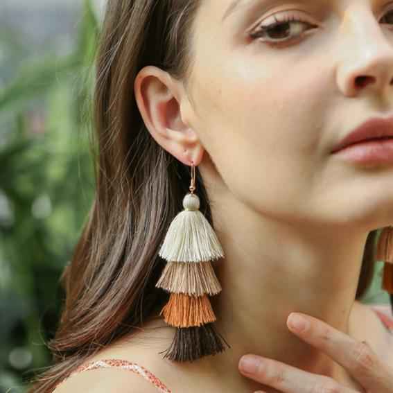 Load image into Gallery viewer, Emilia Tassels - Sunset - Earrings - Tiara Beauty Co

