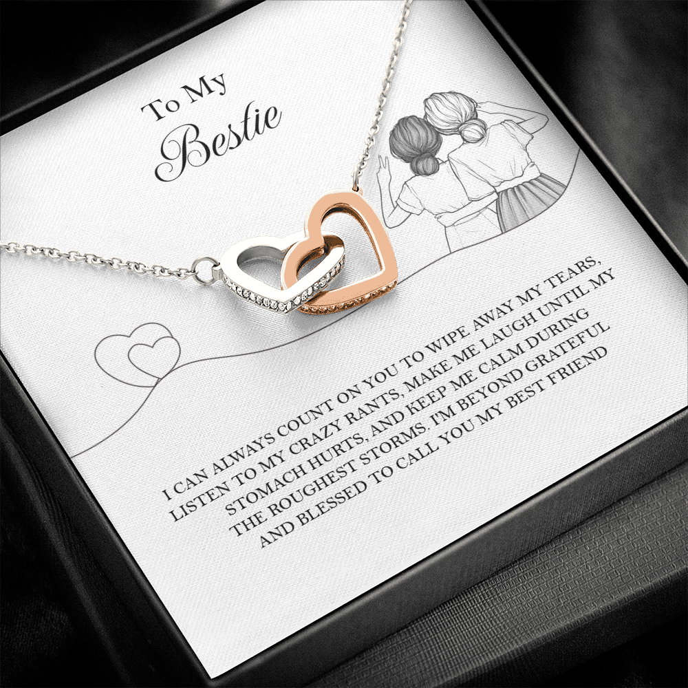 75% OFF - "To my Bestie" Joined Hearts Necklace