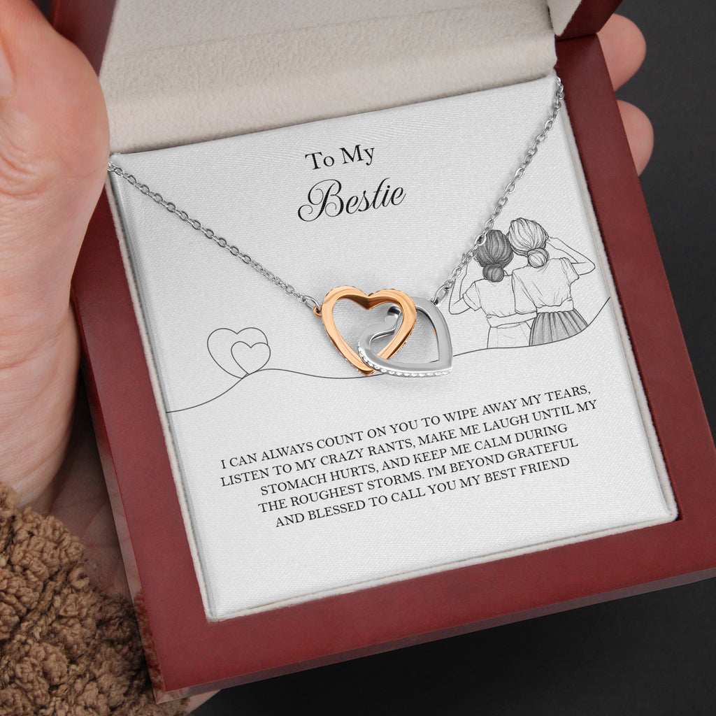 Load image into Gallery viewer, &quot;To my Bestie&quot; Joined Hearts Necklace
